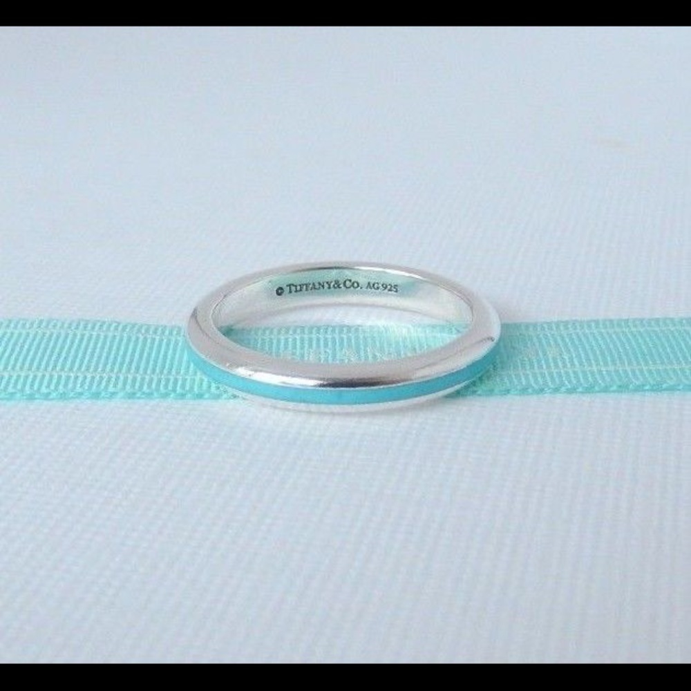 ISO TIFFANY CO BLUE ENAMEL RING SIZE 7, 7.5, or 8